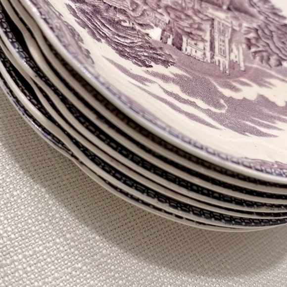 Old Britain Castles Lavender by Johnson Brothers Set of 6 Saucers Plates 5-3/4” - Picture 5 of 10
